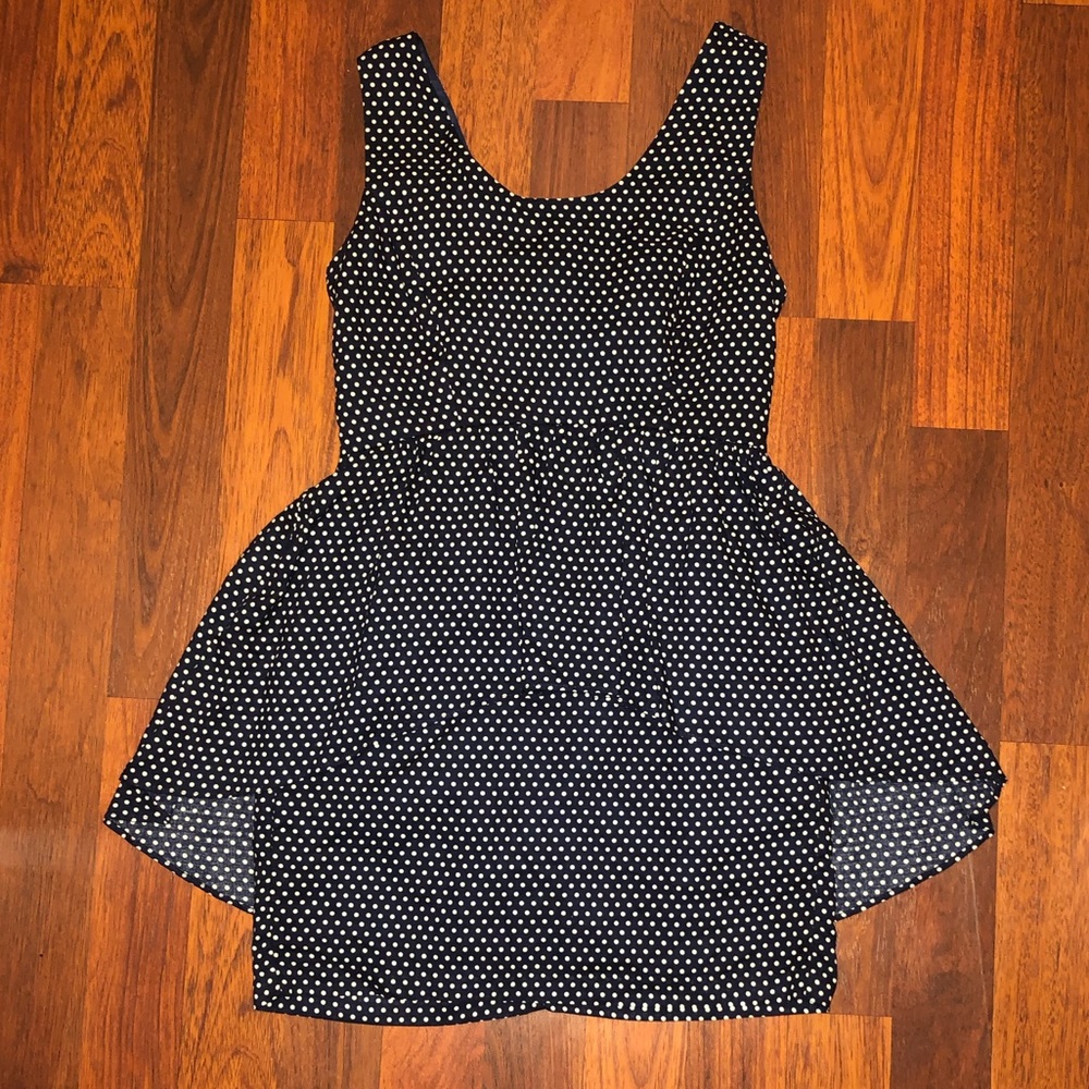 Forever 21 Navy Polka Dot Peplum Dress